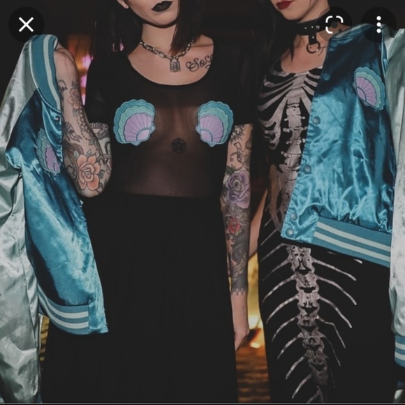 LAST 1! Iron fist mermaid nwt soft flowy maxi w sheer mesh top & seashell pastie - Picture 14 of 16